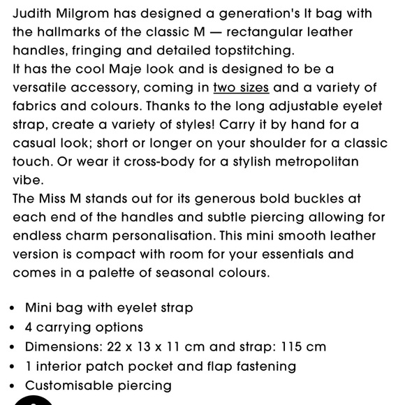 NWT Maje Soft Mini Miss M Pink Shoulder Bag with Fringe Detail - Picture 6 of 6